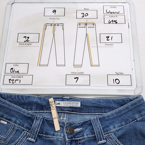 Lee Slender Secret Casual Zip Button Denim Medium Wash Jeans Womens Size 10 Blue - Picture 8 of 8